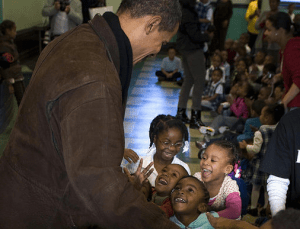 President-elect Obama visits a school in Chicago.