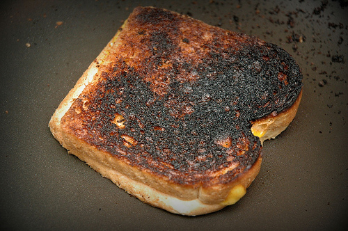 burnt grilled cheese sandwich in a picture wit a nice filter. I didn't make or take this.