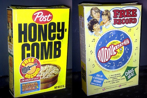 A Monkees record on a Honey Combs cereal Box. I think I had this one.