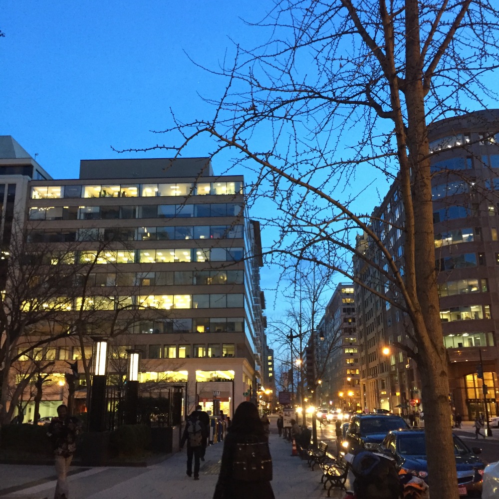How beautiful is that blue on an early spring evening walking down 12th St to the Metro Center Station?