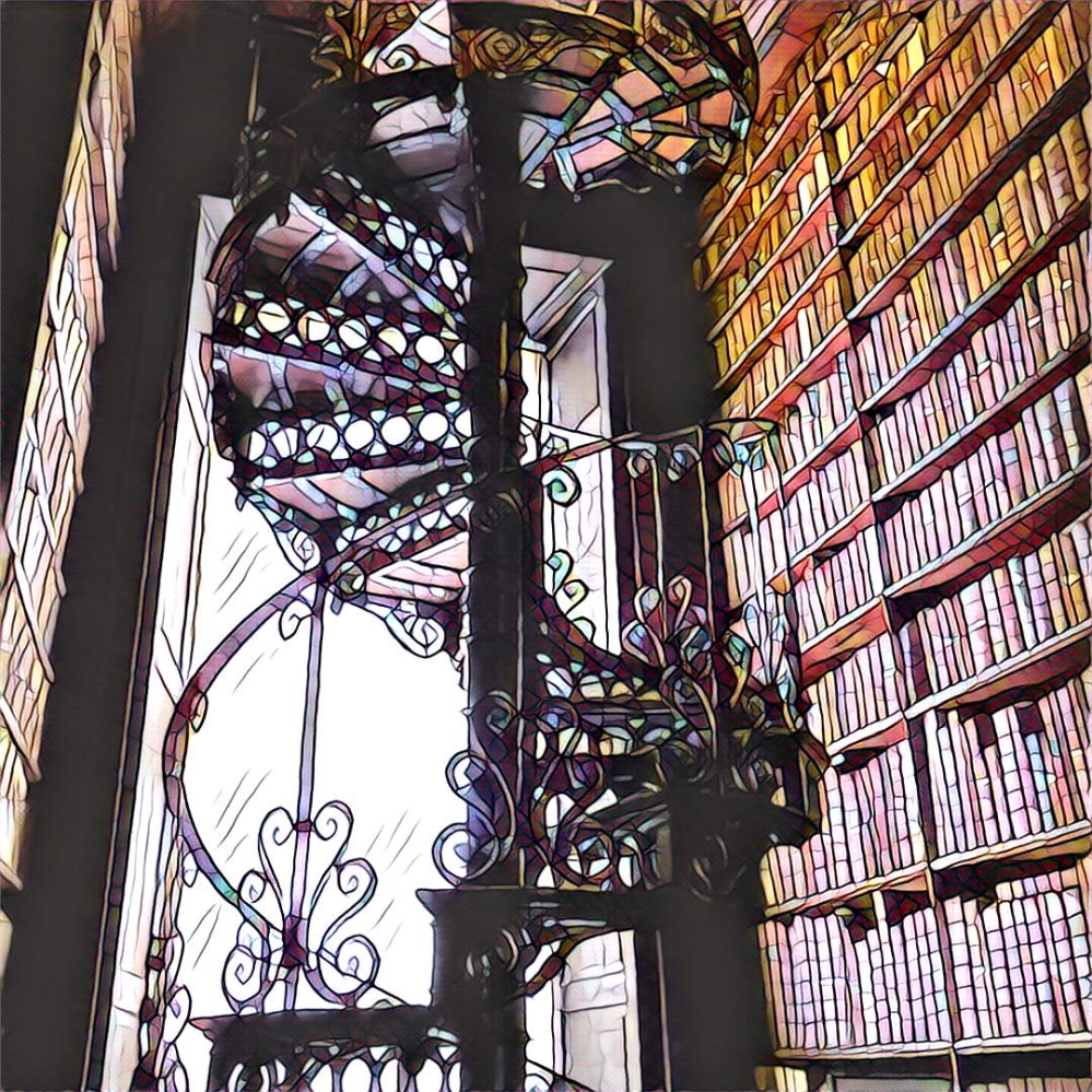 Trinity College Library in Dublin. A spiral staircase to the books.