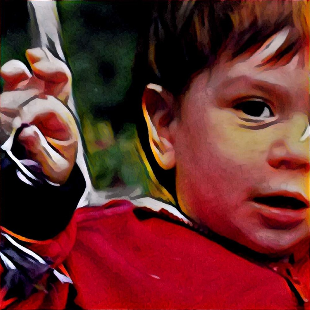 A baby with fat cheeks.