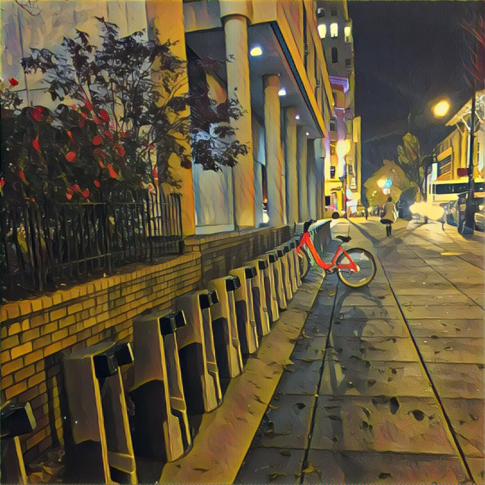 Empty bike share in the evening