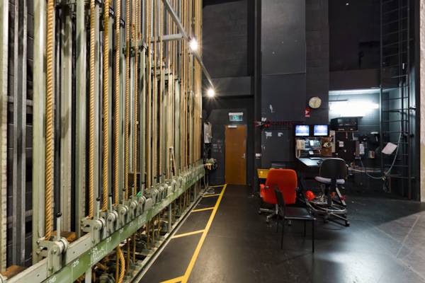 Off stage rigging in a theatre. I think it's an opera house.