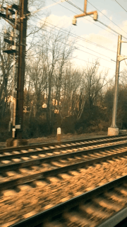 Looking out the train window. 
