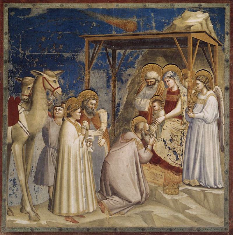 Giotto. The Adoration of the Magi. 1304-1306. Fresco. Capella degli Scrovegni, Padua, Italy. Wow. This is beautiful.