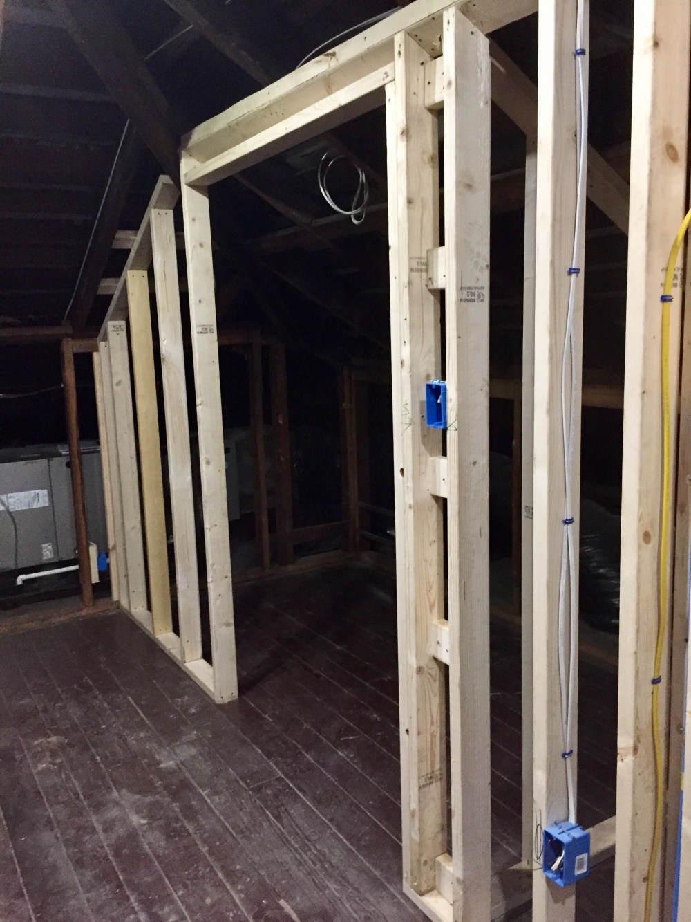 The newly framed closet upstairs.